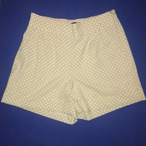 High Waisted Khaki Polka Dot Shorts